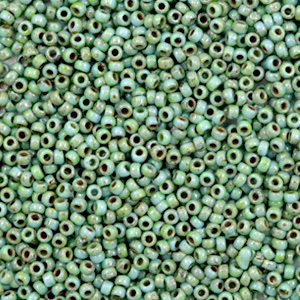 Miyuki seed beads 15/0 Opaque Picasso Turquoise Blue 15-4214 