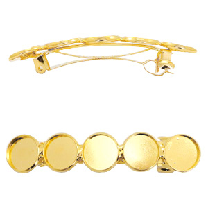 Settings hairpin metal for 5 cabochons 12 mm Gold