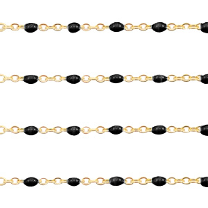 Stainless steel findings belcher chain 1mm Black-Gold