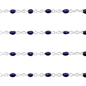 Stainless steel findings belcher chain 1mm Dark Blue-Silver
