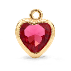 Crystal glass charms heart Indian Pink-Gold