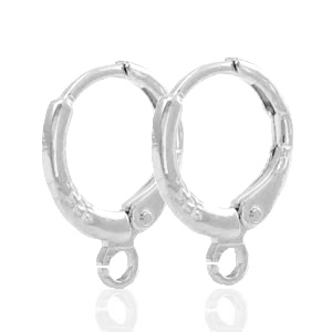 Findings TQ metal earrings closable 1 loop 13mm Antique Silver