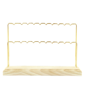 Jewellery display two rows for earrings Natural Wood-Gold