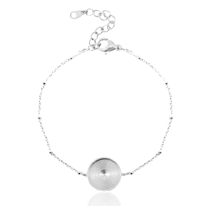 Polaris Steel bracelet with setting for 12mm cabochon ball Silver