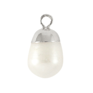 BQ Freshwater pearls charm round Silver-Natural White