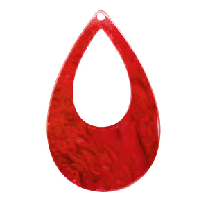 Resin pendants drop 57x36mm Chilli Red