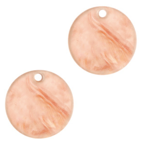 Resin pendants round 12mm Peach Pink