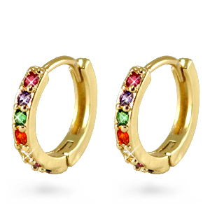 Zirconia rainbow creole earrings Gold
