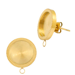 Polaris Steel earrings with setting for 12mm cabochon (with loop) Gold