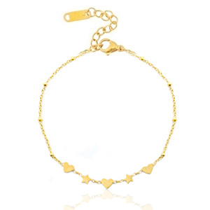 Stainless steel bracelets hearts & stars Gold