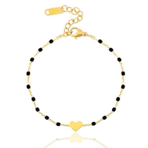 Stainless steel bracelets heart Gold-Black