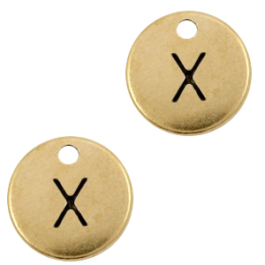 DQ European metal charms initial X Antique Bronze (nickel free)