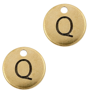 DQ European metal charms initial Q Antique Bronze (nickel free)