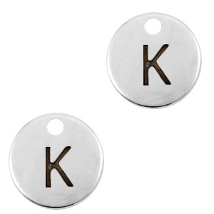 DQ European metal charms initial K Antique Silver (nickel free)