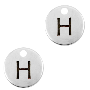 DQ European metal charms initial H Antique Silver (nickel free)