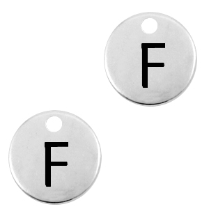 DQ European metal charms initial F Antique Silver (nickel free)