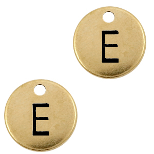 DQ European metal charms initial E Antique Bronze (nickel free)