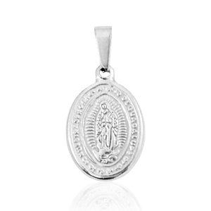 Stainless steel charms oval "Mother of Guadeloupe" Silver