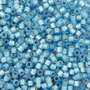 Miyuki beads delica's 11/0 Duracoat Semi Frosted Silverlined Dyed Light Bayberry Blue DB-2176