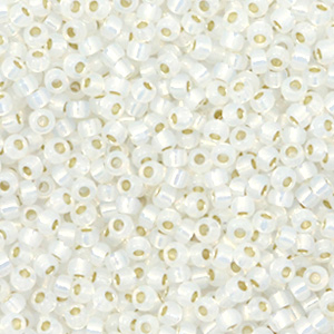 Miyuki seed beads 11/0 Gilt Lined White Opal 11-551