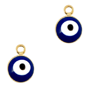 Metal charms 6mm Evil eye Gold-Blue