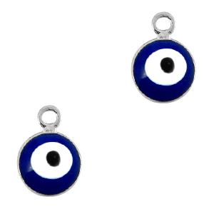 Metal charms 6mm Evil eye Silver-Blue
