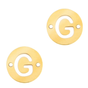 Stainless steel charms connector 10mm initial coin G Gold
