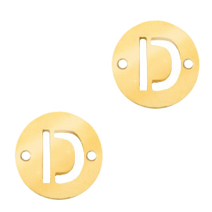 Stainless steel charms connector 10mm initial coin D Gold
