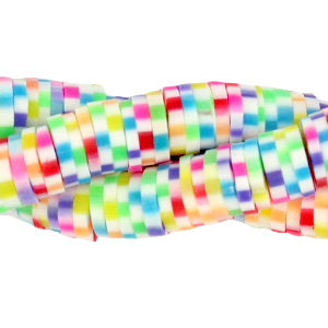 Katsuki beads 6mm Rainbow White Mix