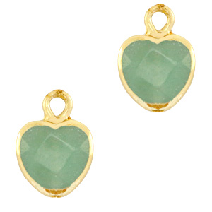 Natural stone charms heart Ocean Green-Gold