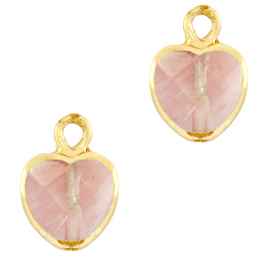 Natural stone charms heart Blossom Pink-Gold
