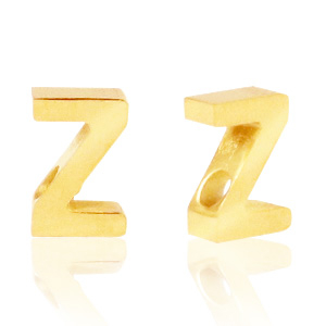 Stainless steel beads letter Z Gold