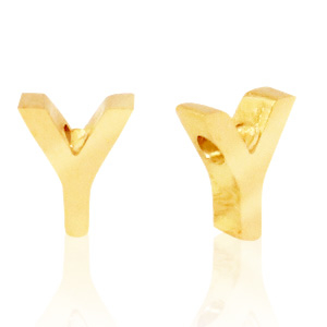 Stainless steel beads letter Y Gold