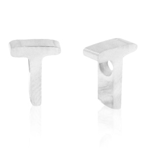 Stainless steel beads letter T Silver