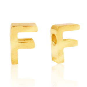 Stainless steel beads letter F Gold