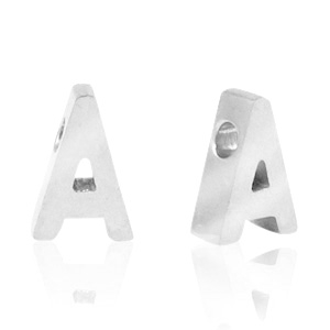 Stainless steel beads letter A Silver