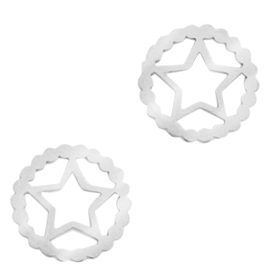 Stainless steel charms/connector star Silver