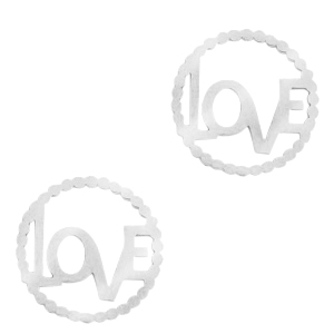 Stainless steel charms/connector "LOVE" Silver