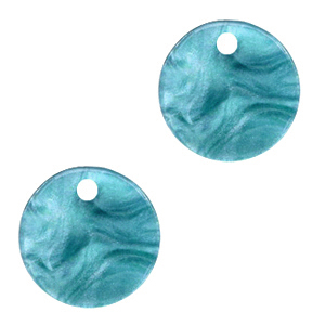 Resin pendants round 12mm Blue Atoll