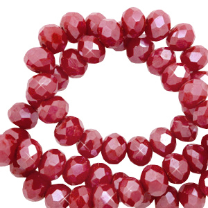 Top faceted beads 6x4mm disc Garnet Red-Pearl Shine Coating