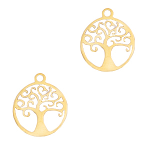 Stainless steel charms tree of life Gold