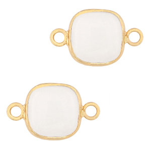 Natural stone charms Milky Quartz connector 12x12mm White-Gold