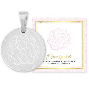 Stainless steel Mix & Match charms 15mm Birth flower October-Marigold Silver