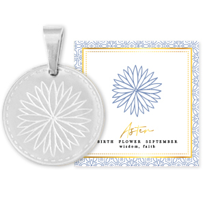 Stainless steel Mix & Match charms 15mm Birth flower September-Aster Silver