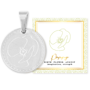 Stainless steel Mix & Match charms 15mm Birth flower August-Poppy Silver