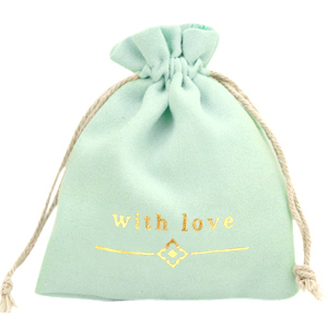 Jewellery Bag "with love" Mint Green-Gold