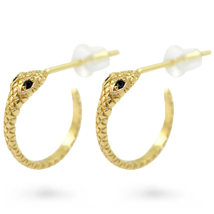 Zirconia studs snake Gold-Black