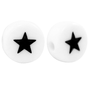 Acrylic letter beads star White-Black