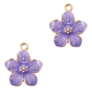 Metal charms flower Gold Purple
