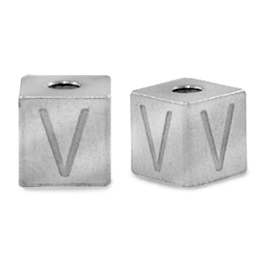 Stainless steel beads letter V Silver